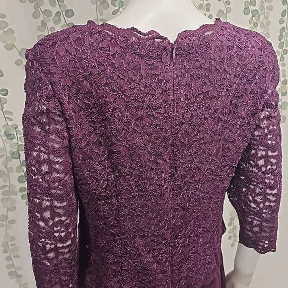 NWOT Alex Evenings Tea-Length Dress with Sequin Lace Bodice & Chiffon Skirt Sz 1 - Picture 7 of 11